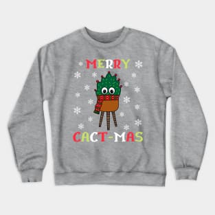 Merry Cact Mas - Christmas Cactus With Scarf Crewneck Sweatshirt